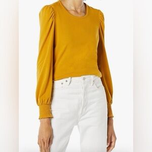 Amazon Essentials Mustard Puff Sleeve Long Sleeve Top
